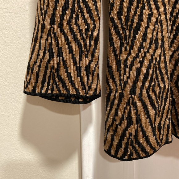 Gianni Black & Copper Herringbone Design Elbow Length Silk Sweater - Sz M - Picture 8 of 9